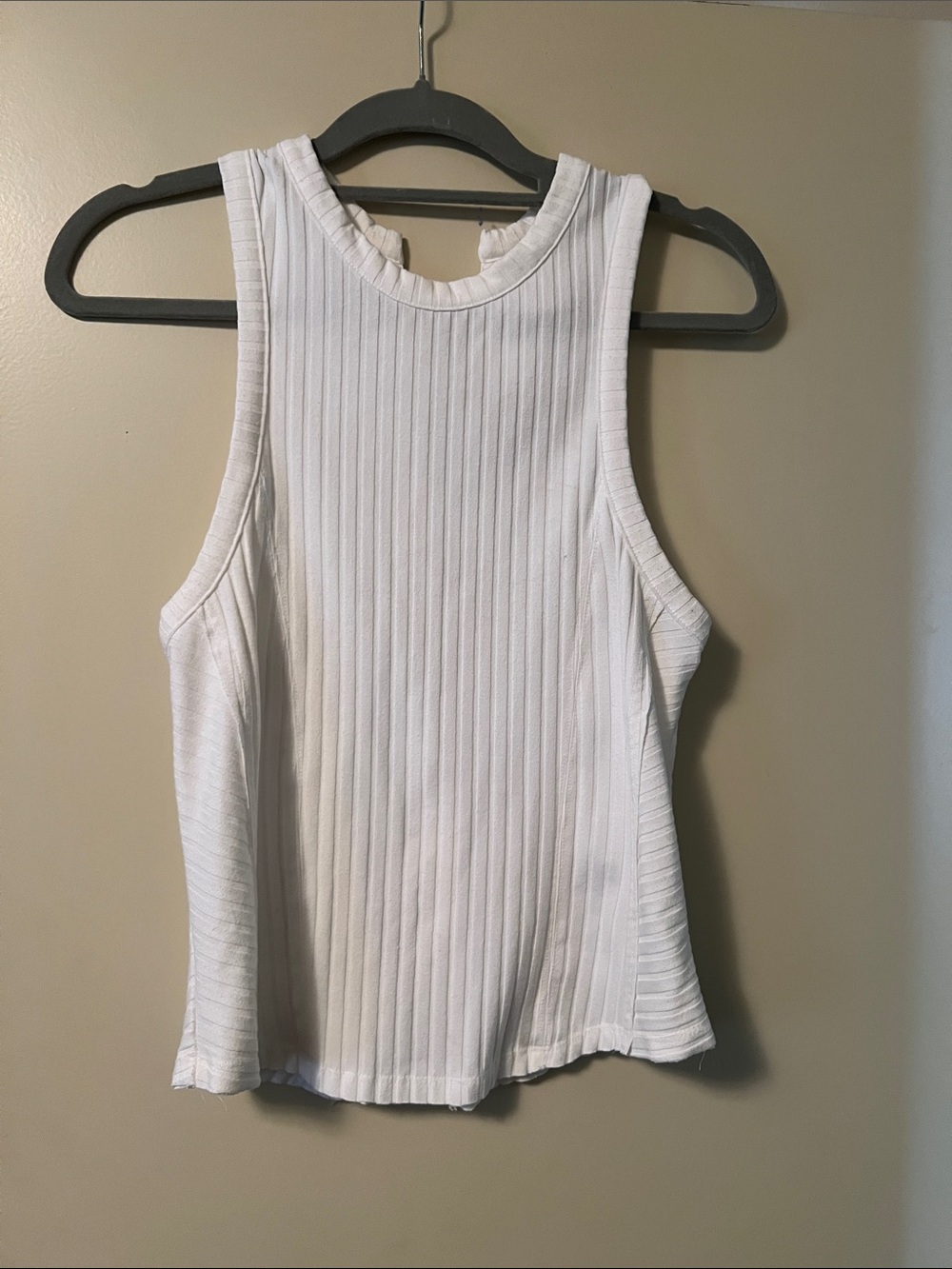 Free People Only White Ribbed Tank Top size Medium